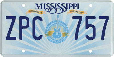 MS license plate ZPC757