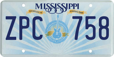MS license plate ZPC758