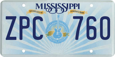 MS license plate ZPC760
