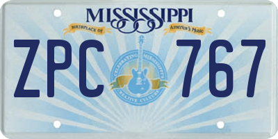 MS license plate ZPC767