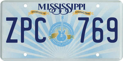 MS license plate ZPC769