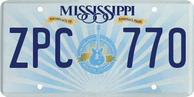 MS license plate ZPC770