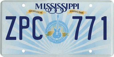 MS license plate ZPC771