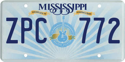 MS license plate ZPC772