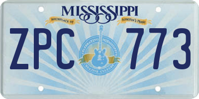 MS license plate ZPC773