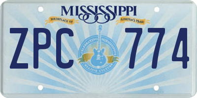 MS license plate ZPC774