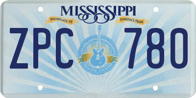MS license plate ZPC780