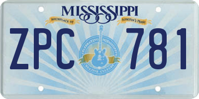 MS license plate ZPC781