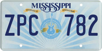 MS license plate ZPC782