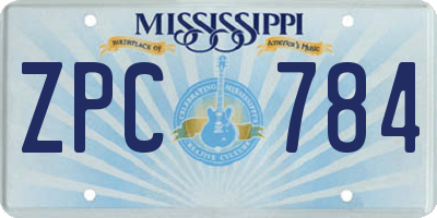 MS license plate ZPC784