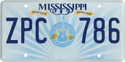 MS license plate ZPC786