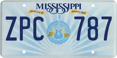MS license plate ZPC787
