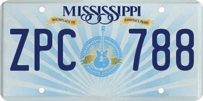 MS license plate ZPC788