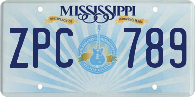 MS license plate ZPC789