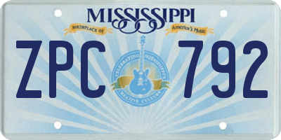 MS license plate ZPC792