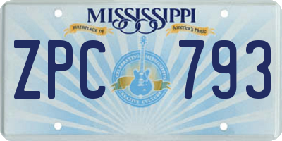 MS license plate ZPC793