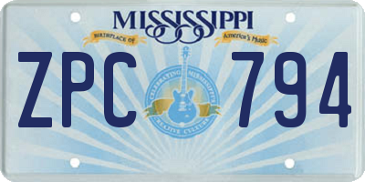 MS license plate ZPC794