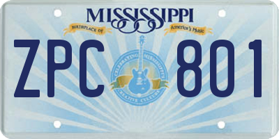 MS license plate ZPC801