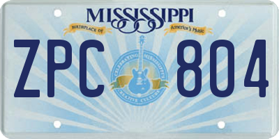 MS license plate ZPC804
