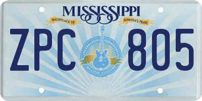 MS license plate ZPC805