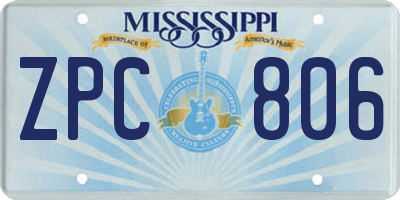 MS license plate ZPC806
