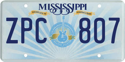 MS license plate ZPC807