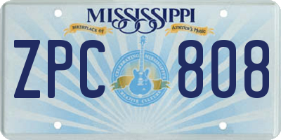 MS license plate ZPC808