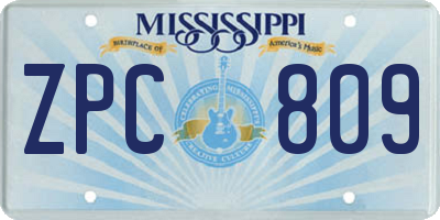 MS license plate ZPC809
