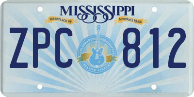 MS license plate ZPC812