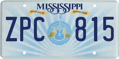 MS license plate ZPC815