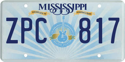 MS license plate ZPC817