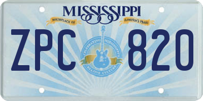 MS license plate ZPC820