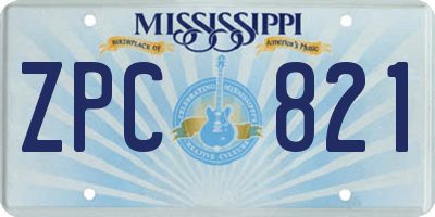 MS license plate ZPC821