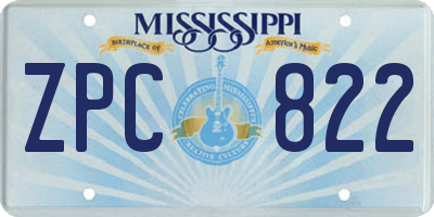 MS license plate ZPC822