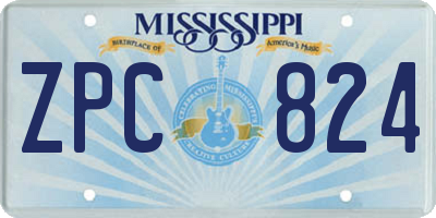 MS license plate ZPC824