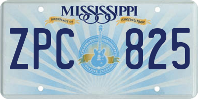 MS license plate ZPC825