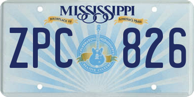 MS license plate ZPC826