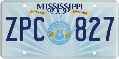 MS license plate ZPC827