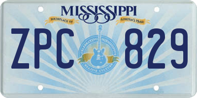 MS license plate ZPC829