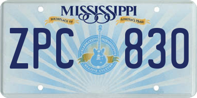 MS license plate ZPC830