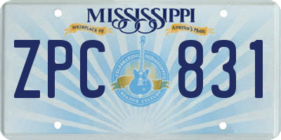 MS license plate ZPC831