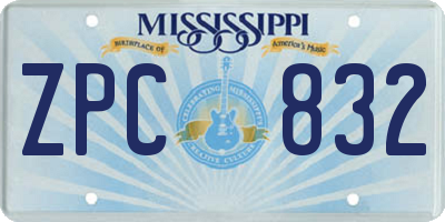 MS license plate ZPC832