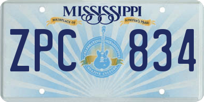MS license plate ZPC834