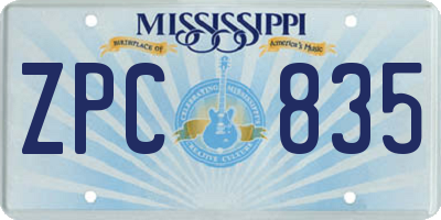 MS license plate ZPC835
