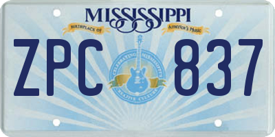 MS license plate ZPC837