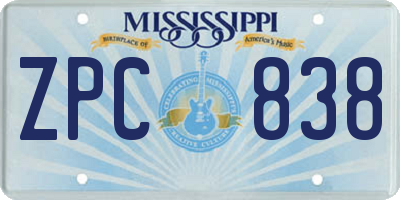 MS license plate ZPC838