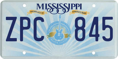 MS license plate ZPC845