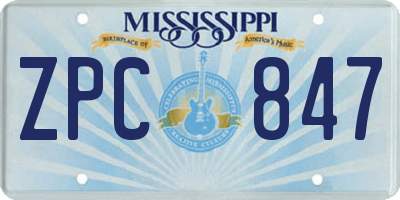 MS license plate ZPC847