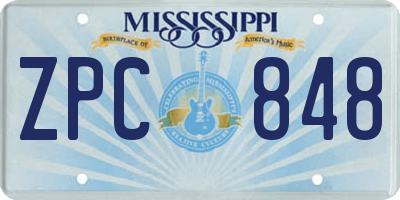 MS license plate ZPC848
