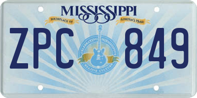 MS license plate ZPC849